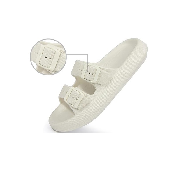 Slides for Women/ Men Double Buckle Adjustable Thick Sole Pillow Slippers - Picture 3 of 6